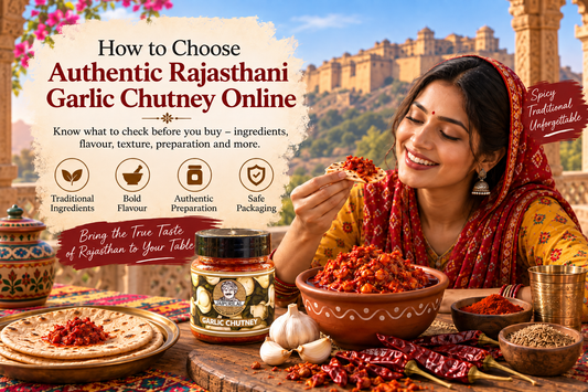 Authentic Rajasthani garlic chutney with garlic and red chillies