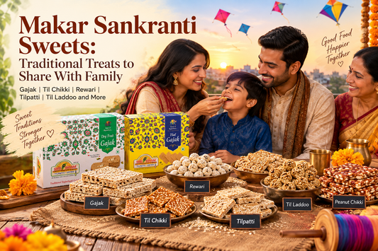 Makar Sankranti sweets, including gajak, til chikki and rewari 