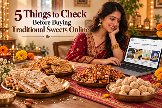 Buying traditional sweets online, including Gajak, Tilpatti, and Chikki
