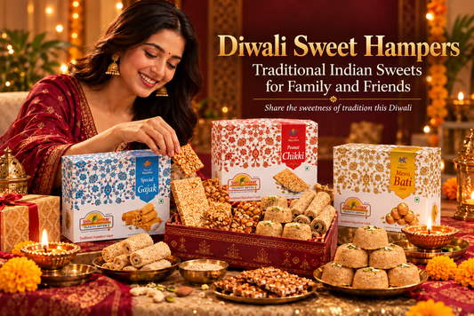Diwali sweet hampers with traditional Indian sweets