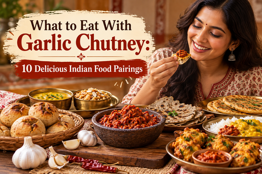 Rajasthani garlic chutney served with bajra roti and dal baati churma