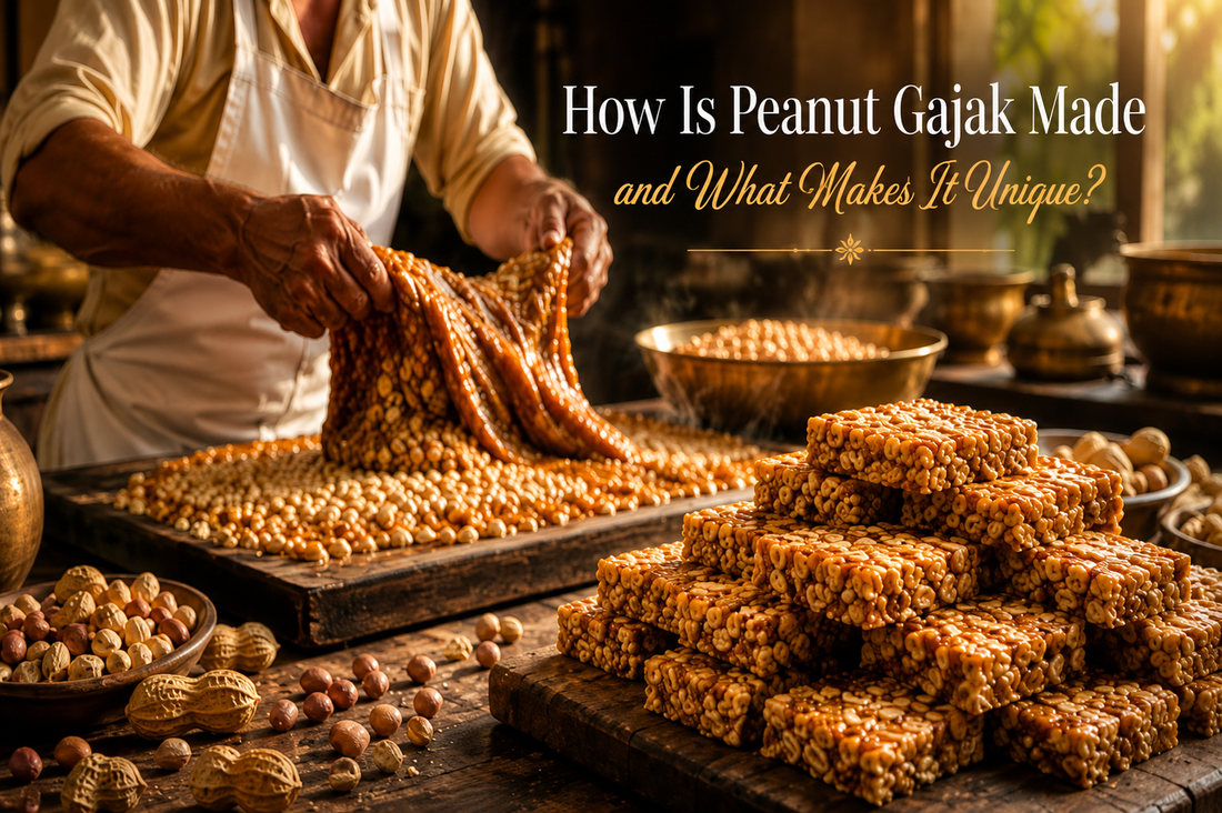Traditional peanut gajak made with roasted peanuts and jaggery