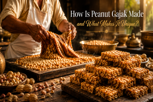 Traditional peanut gajak made with roasted peanuts and jaggery