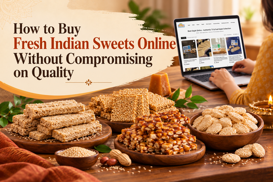 Fresh Indian sweets including Gajak, Tilpatti, Chikki, and Rewari