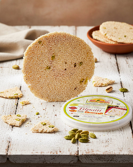 Pistachio Cardamom Tilpatti, Sweet Delight with Crunchy Pistachios & Aromatic Cardamom | Traditional Indian Treat for Snacking & Gifting