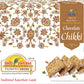 Chocolate peanut chikki 500g box with chikki pieces on wooden table