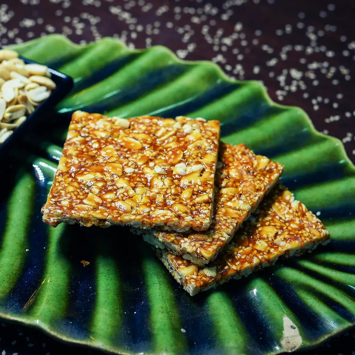 Crunchy Double Mazza Front View – Traditional Chikki