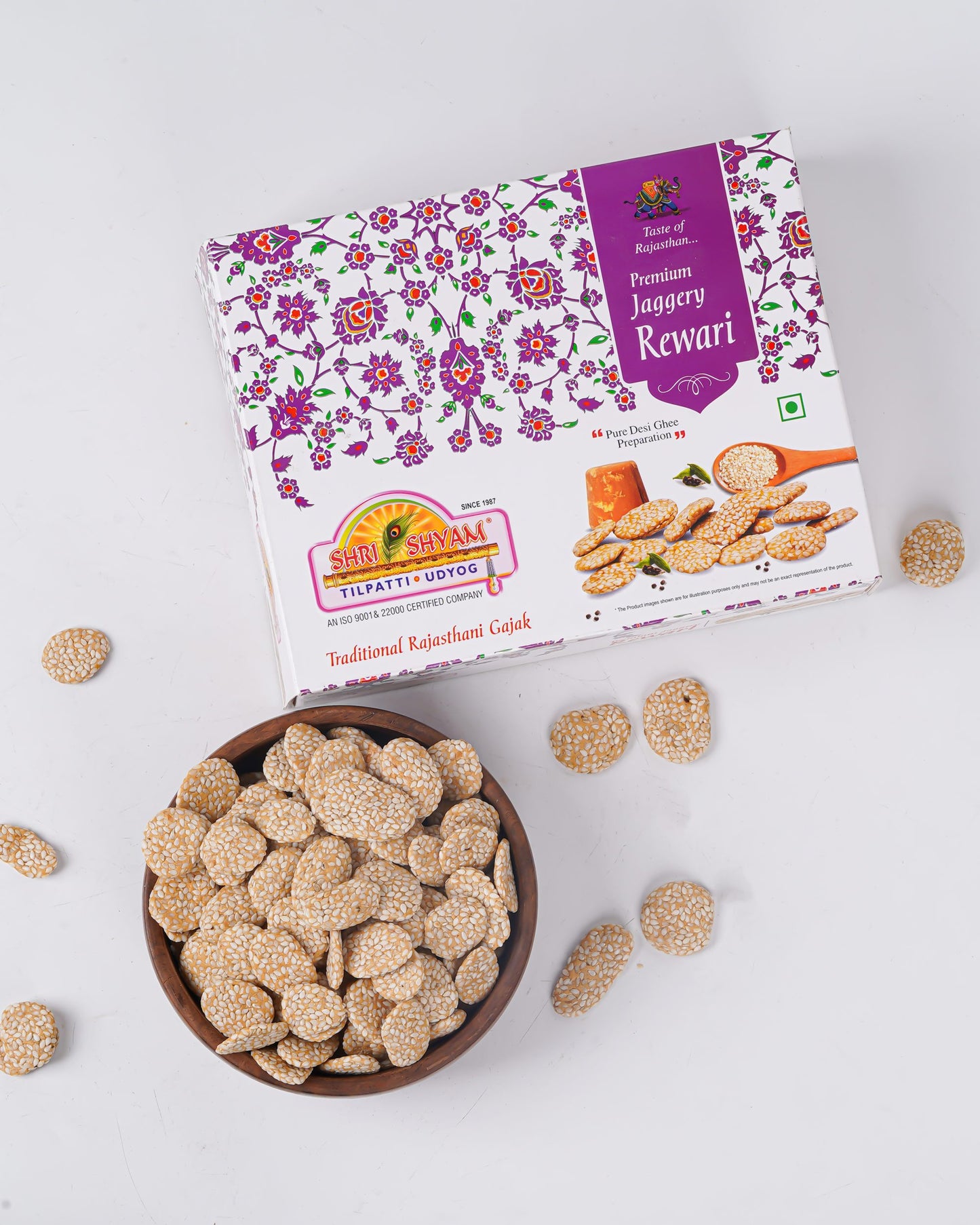 Jaggery Rewri, Traditional Indian Sweet, Nutty Flavor with Premium Jaggery & Sesame Seeds | Healthy & Delicious Treat for Cravings