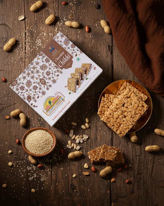 Chocolate Chikki (500g), Crunchy Peanut & Jaggery Snack | Deliciously Nutty with a Chocolate Texture | High Protein Treat for All Seasons