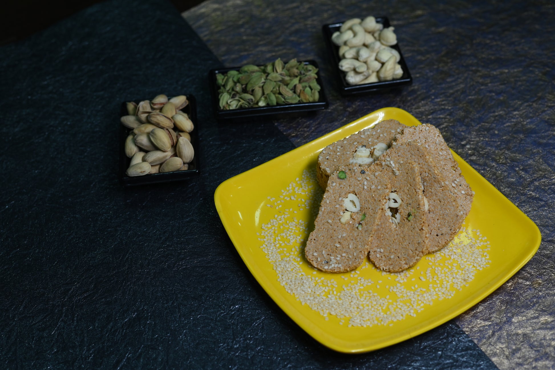Dryfruit gajak made with nuts, sesame and jaggery