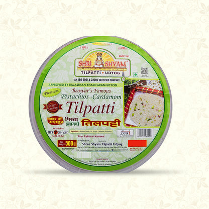 Pistachio Cardamom Tilpatti (500g), Luxurious Sesame Treat with Authentic Flavor, Perfect for Winter Indulgence